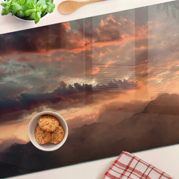 Snijplanken glas Zonsondergang boven de bergen