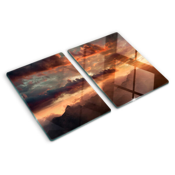 Snijplanken glas Zonsondergang boven de bergen