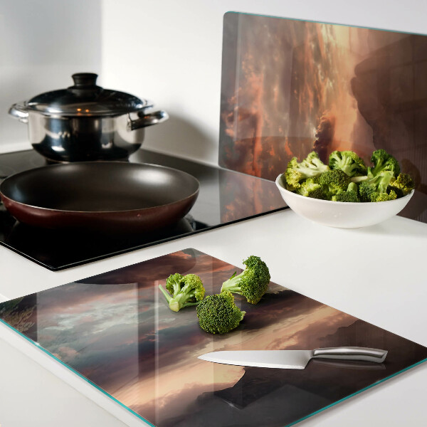 Snijplanken glas Zonsondergang boven de bergen