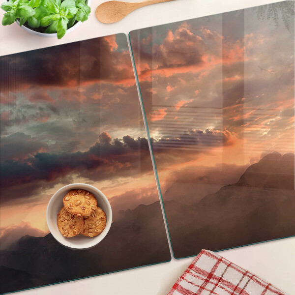 Snijplanken glas Zonsondergang boven de bergen