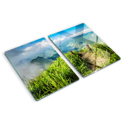 Glazen snijplanken Berglandschap met groen
