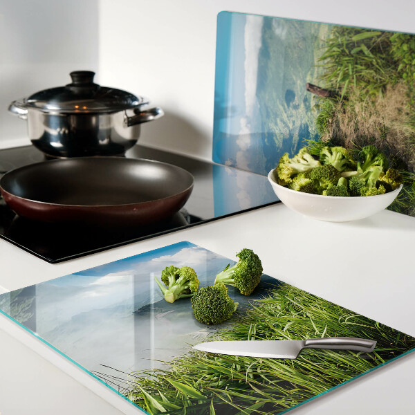 Glazen snijplanken Berglandschap met groen