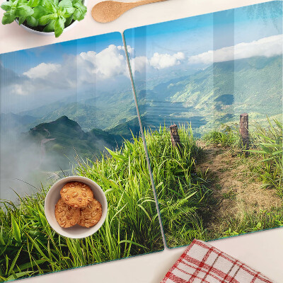 Glazen snijplanken Berglandschap met groen