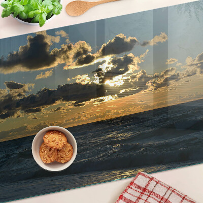 Snijplanken van glas Zonsondergang boven de zee