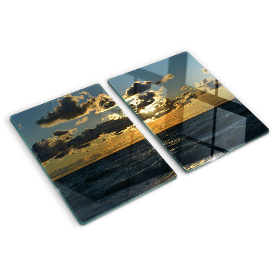 Snijplanken van glas Zonsondergang boven de zee