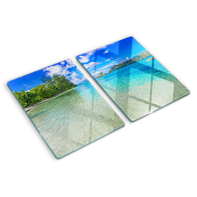 Snijplanken van glas Tropisch strand met azuurblauw water