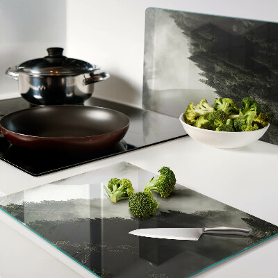 Snijplanken glas Berglandschap met mist