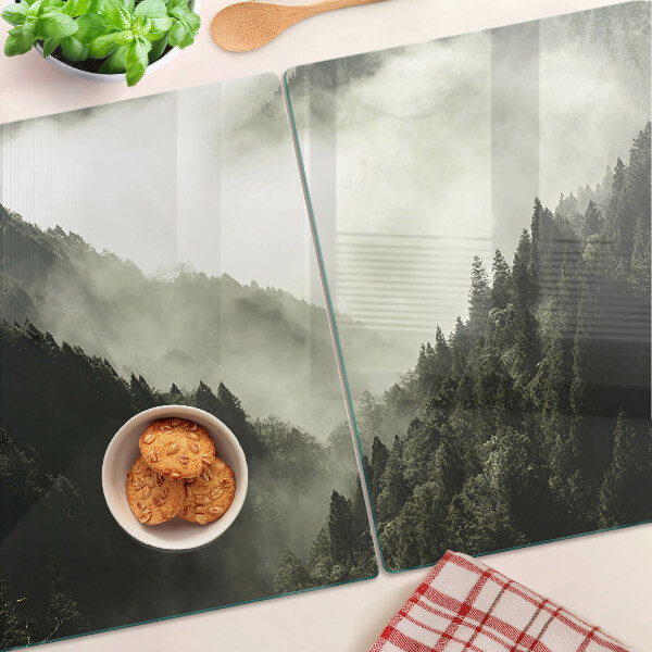 Snijplanken glas Berglandschap met mist