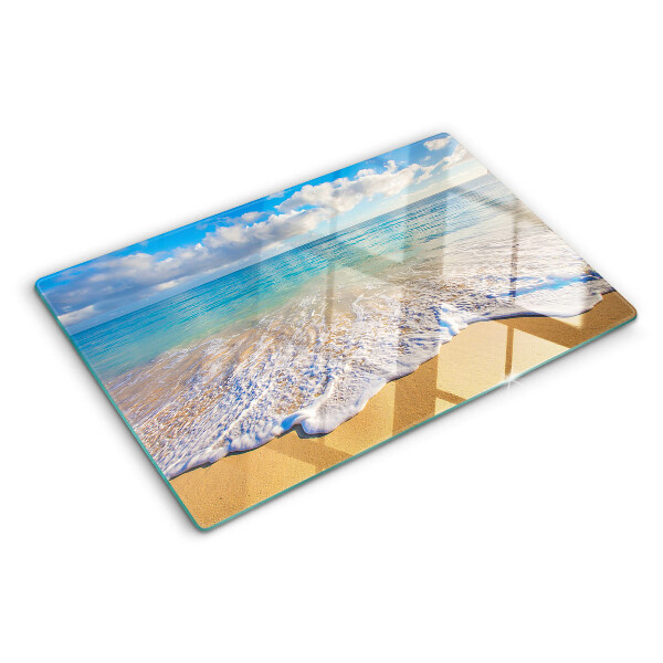 Glazen snijplanken Strand met golven en wolken