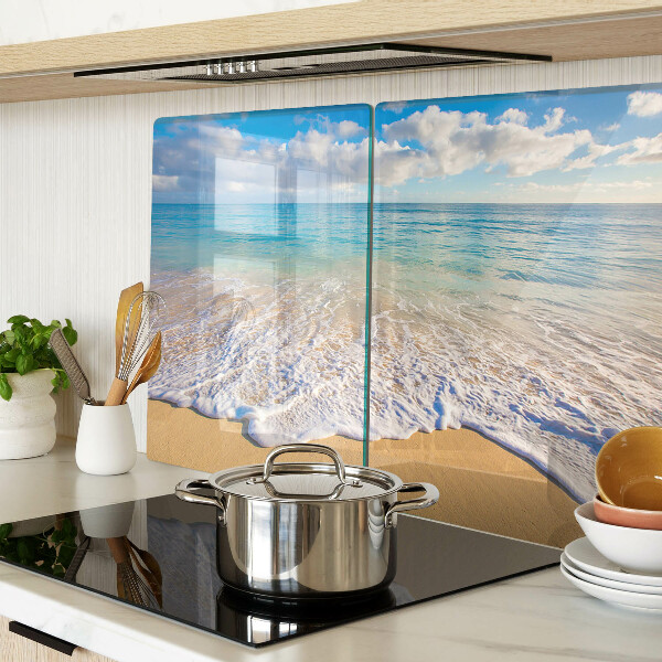 Glazen snijplanken Strand met golven en wolken