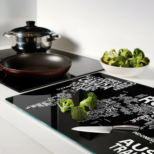 Snijplanken glas Wereldkaart met landnamen