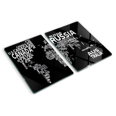 Snijplanken glas Wereldkaart met landnamen