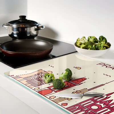 Snijplanken glas Praag - stadsgezicht