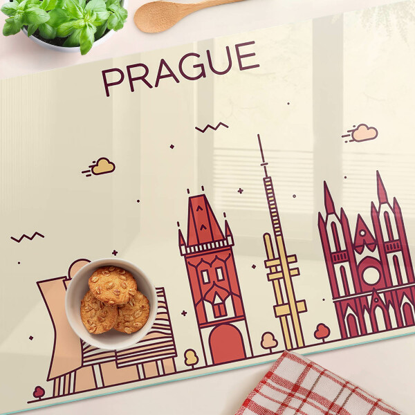 Snijplanken glas Praag - stadsgezicht