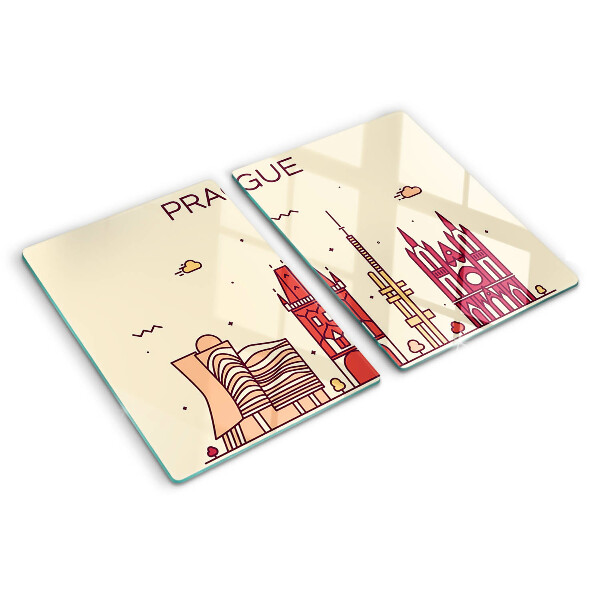 Snijplanken glas Praag - stadsgezicht