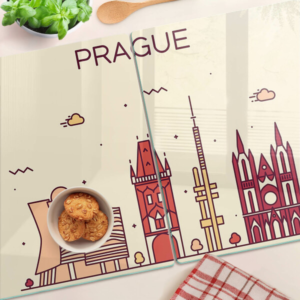 Snijplanken glas Praag - stadsgezicht