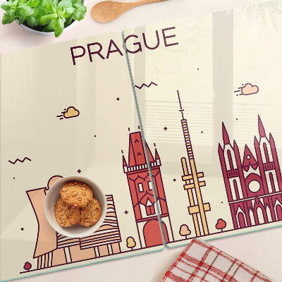 Snijplanken glas Praag - stadsgezicht