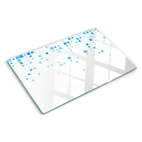 Snijplanken van glas Blauwe vierkanten op een witte achtergrond
