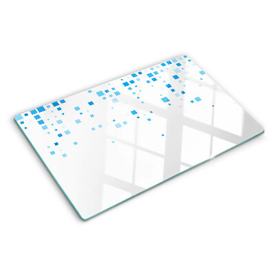 Snijplanken van glas Blauwe vierkanten op een witte achtergrond