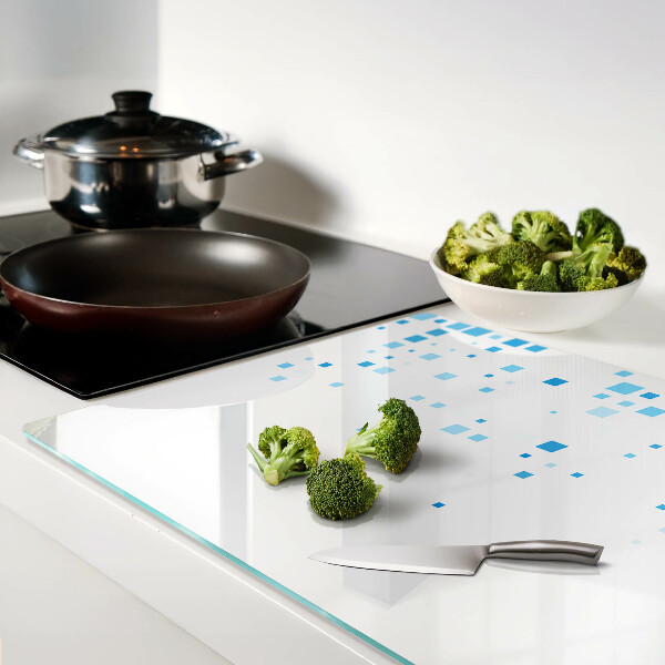 Snijplanken van glas Blauwe vierkanten op een witte achtergrond