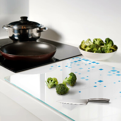 Snijplanken van glas Blauwe vierkanten op een witte achtergrond