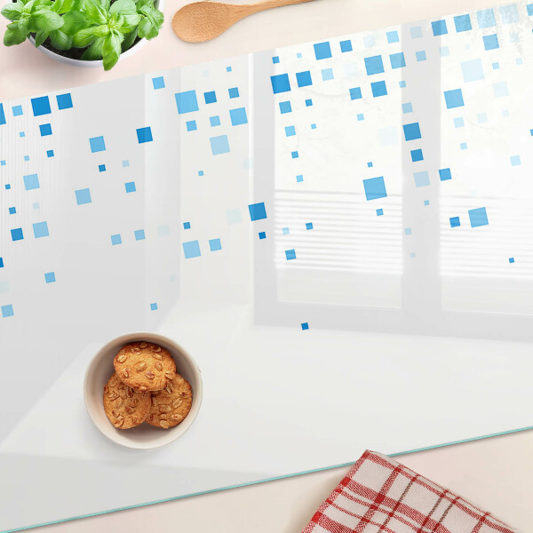 Snijplanken van glas Blauwe vierkanten op een witte achtergrond