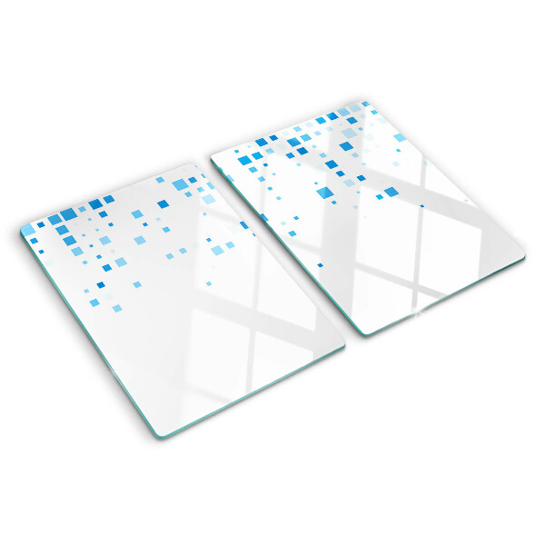 Snijplanken van glas Blauwe vierkanten op een witte achtergrond
