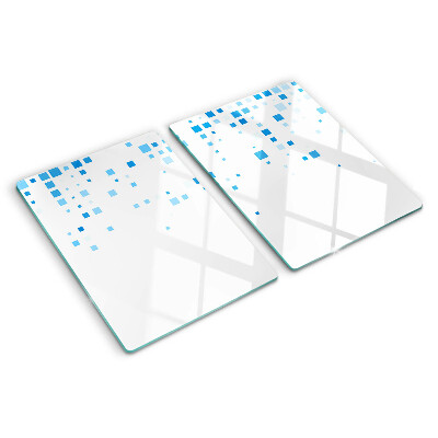 Snijplanken van glas Blauwe vierkanten op een witte achtergrond
