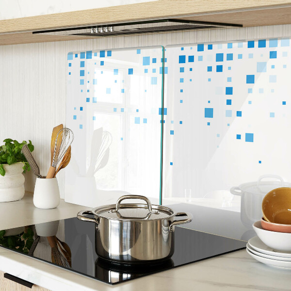 Snijplanken van glas Blauwe vierkanten op een witte achtergrond