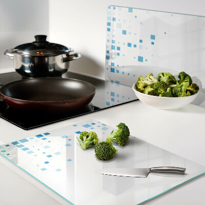 Snijplanken van glas Blauwe vierkanten op een witte achtergrond