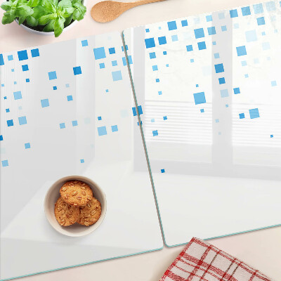 Snijplanken van glas Blauwe vierkanten op een witte achtergrond