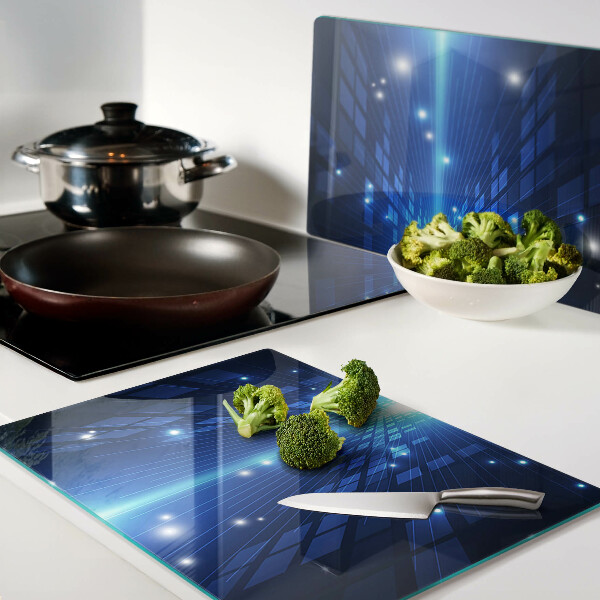 Snijplanken van glas Technologisch patroon in blauwe tinten