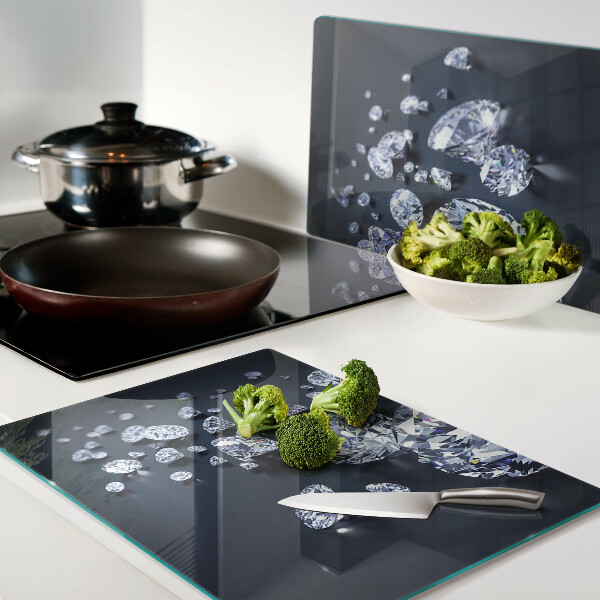 Snijplanken van glas Kristallen en diamanten