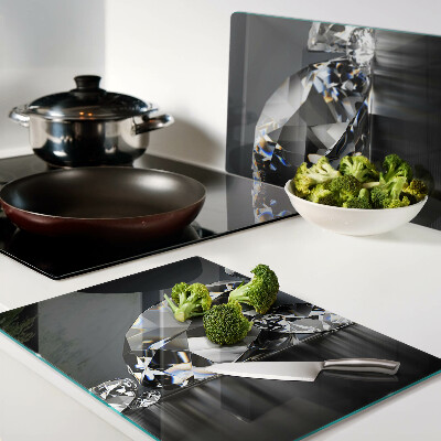 Glazen snijplanken Diamanten op een zwarte achtergrond