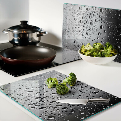 Snijplanken van glas Waterdruppels op glas