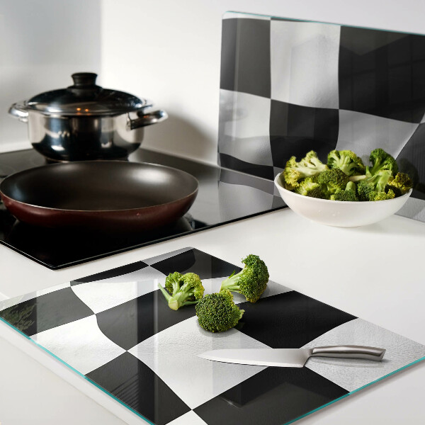 Glazen snijplanken Schaakbord in zwart-wit