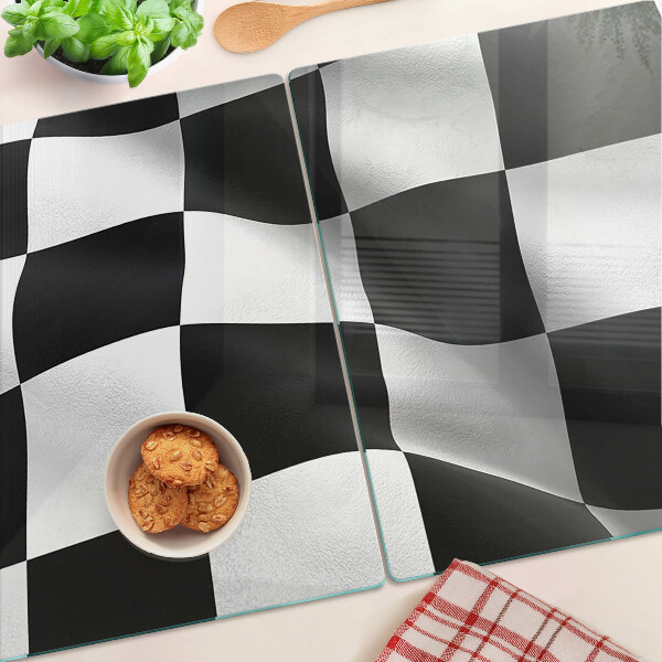 Glazen snijplanken Schaakbord in zwart-wit