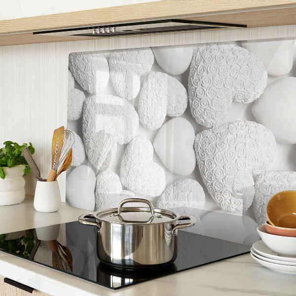 Glazen snijplanken Witte hartjes met een patroon