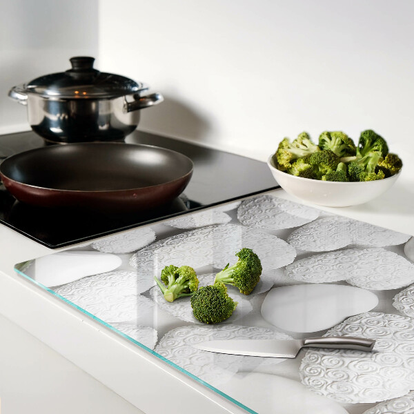 Glazen snijplanken Witte hartjes met een patroon