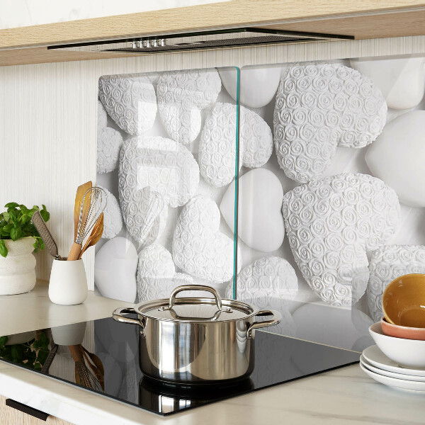 Glazen snijplanken Witte hartjes met een patroon