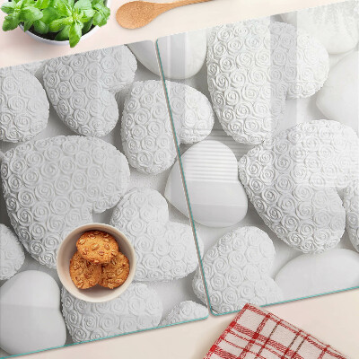 Glazen snijplanken Witte hartjes met een patroon