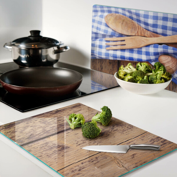 Snijplanken glas Keukenthema met houten accessoires
