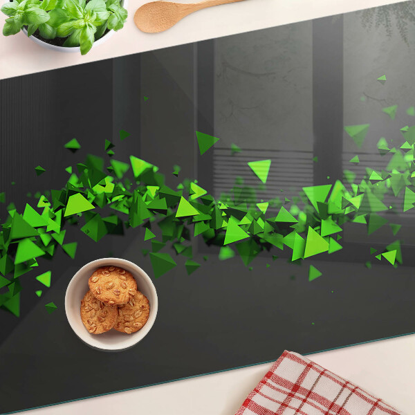Snijplanken glas Groene driehoeken op een zwarte achtergrond