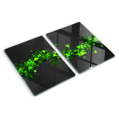 Snijplanken glas Groene driehoeken op een zwarte achtergrond
