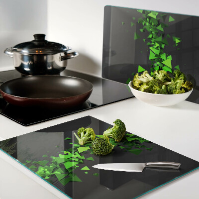 Snijplanken glas Groene driehoeken op een zwarte achtergrond