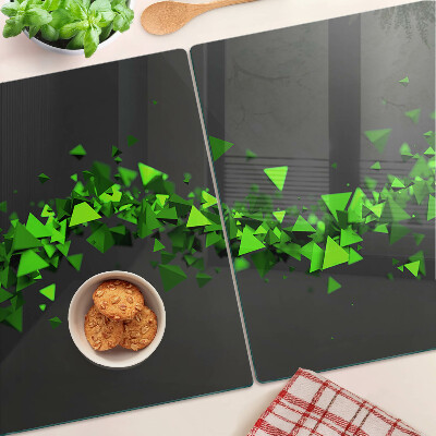 Snijplanken glas Groene driehoeken op een zwarte achtergrond
