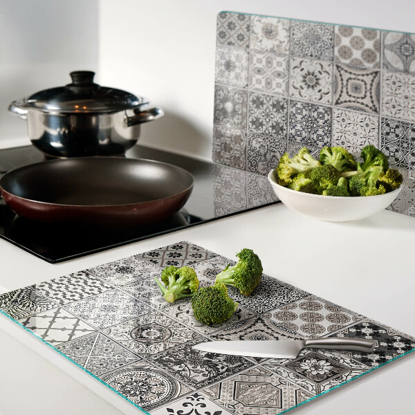 Snijplanken glas Tegelpatronen in grijstinten