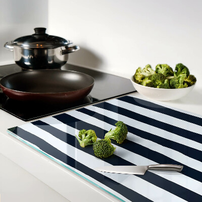 Snijplanken van glas Verticale strepen in marineblauw en wit