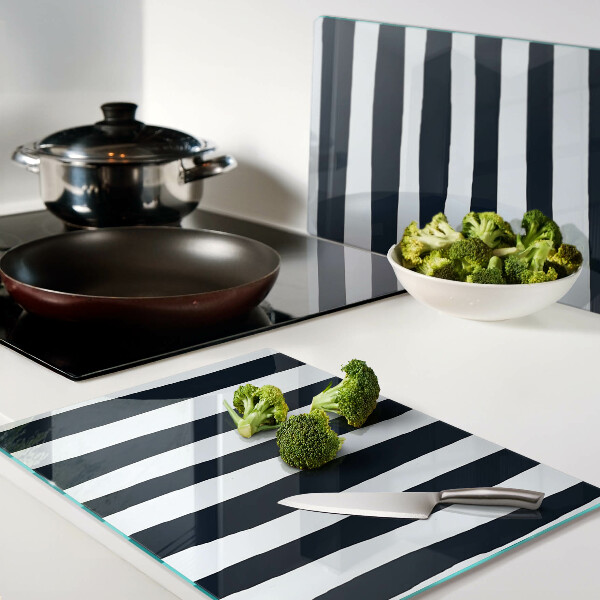 Snijplanken van glas Verticale strepen in marineblauw en wit