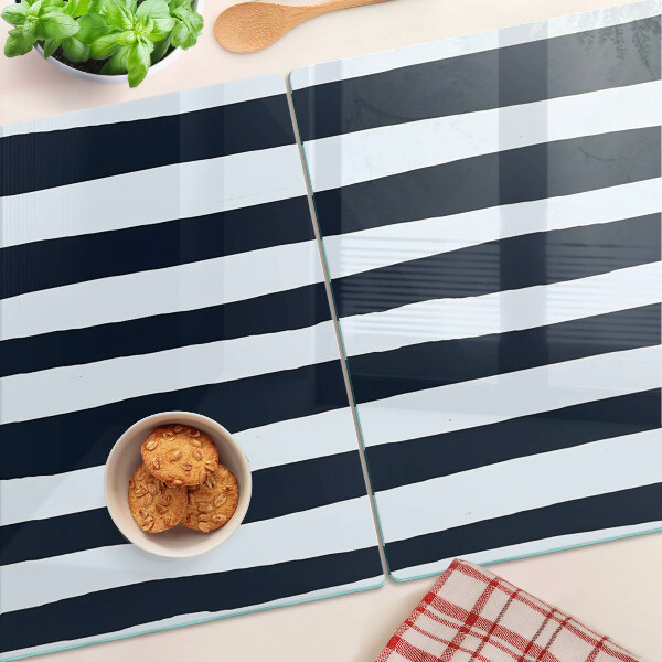 Snijplanken van glas Verticale strepen in marineblauw en wit